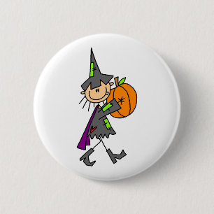 Halloween Witch with Pumpkin 6 Cm Round Badge