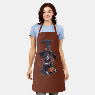 Halloween witch with pumpkin apron