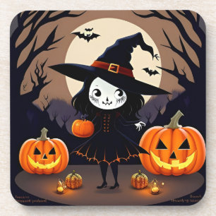 Halloween Witch with Pumpkins Coaster