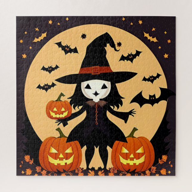 Halloween Witch with Pumpkins Jigsaw Puzzle (Vertical)