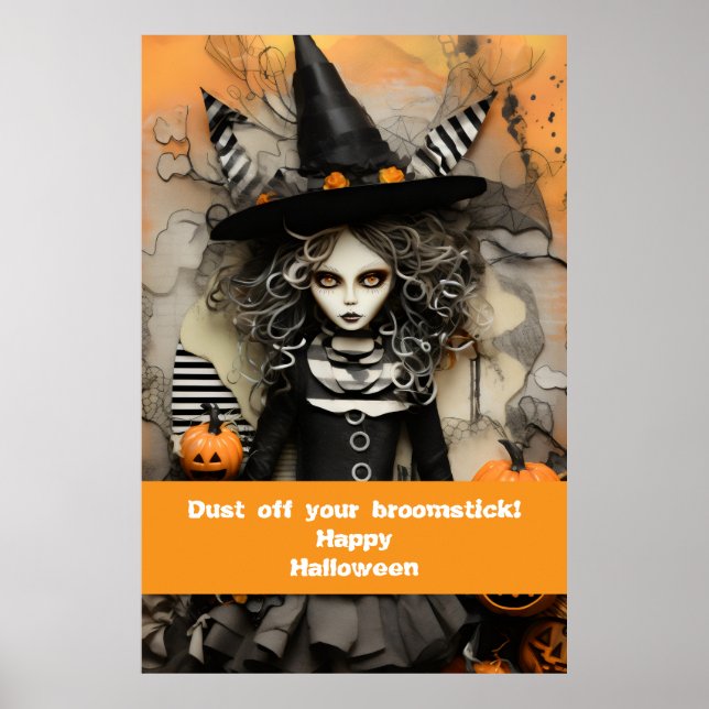 Halloween witch with pumpkins poster (Front)