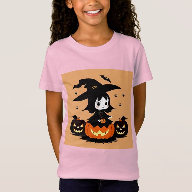 Halloween Witch with Pumpkins T-Shirt (Front)
