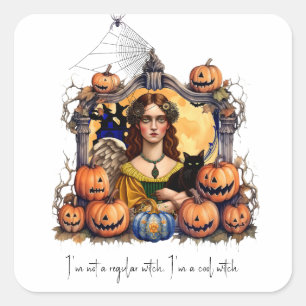 Halloween Witch with quote Square Sticker