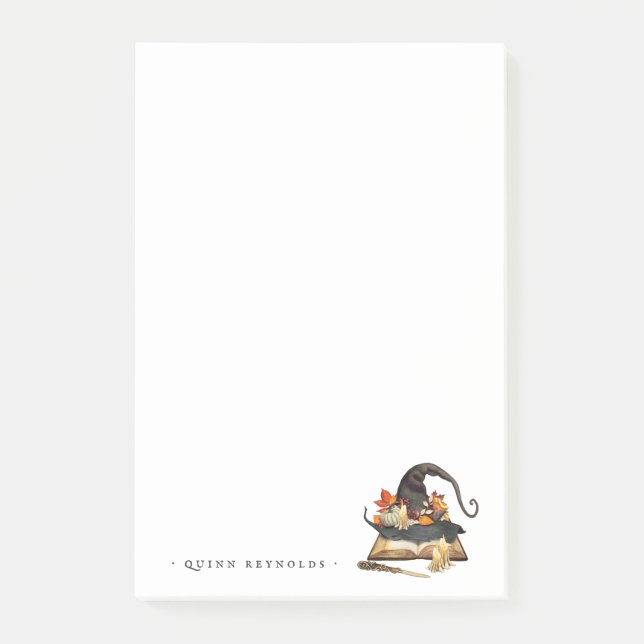 Halloween Witch Wizard Hat | Monogram Stationery  Post-it Notes (Front)