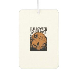 Halloween Witch Zone Black Cat Graveyard Bats Moon Car Air Freshener
