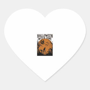 Halloween Witch Zone Black Cat Graveyard Bats Moon Heart Sticker