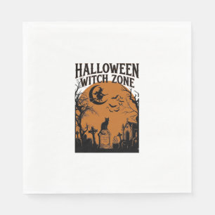 Halloween Witch Zone Black Cat Graveyard Bats Moon Napkin