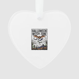 Halloween Witch Zone Vintage Graveyard Bats Design Ornament