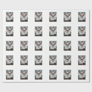 Halloween Witch Zone Vintage Graveyard Bats Design Wrapping Paper