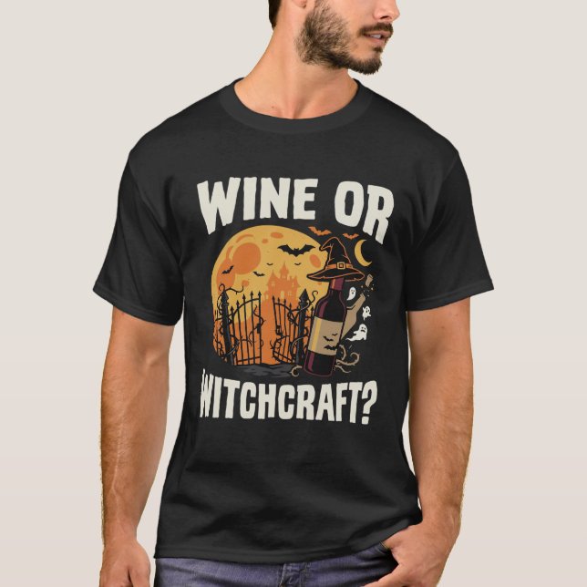 Halloween Witchcraft Wine Night T-Shirt (Front)