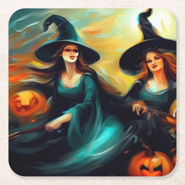 Halloween - Witches 1 Square Paper Coaster (Front)