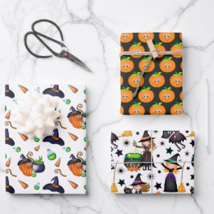 Halloween Witches And Stuff Wrapping Paper Sheet