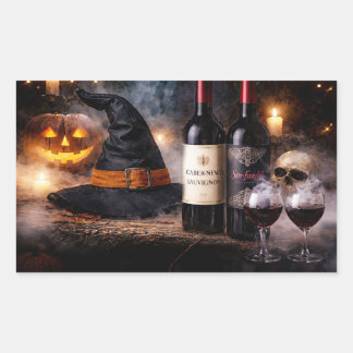 Halloween Witches and Wine Halloween Rectangular Sticker