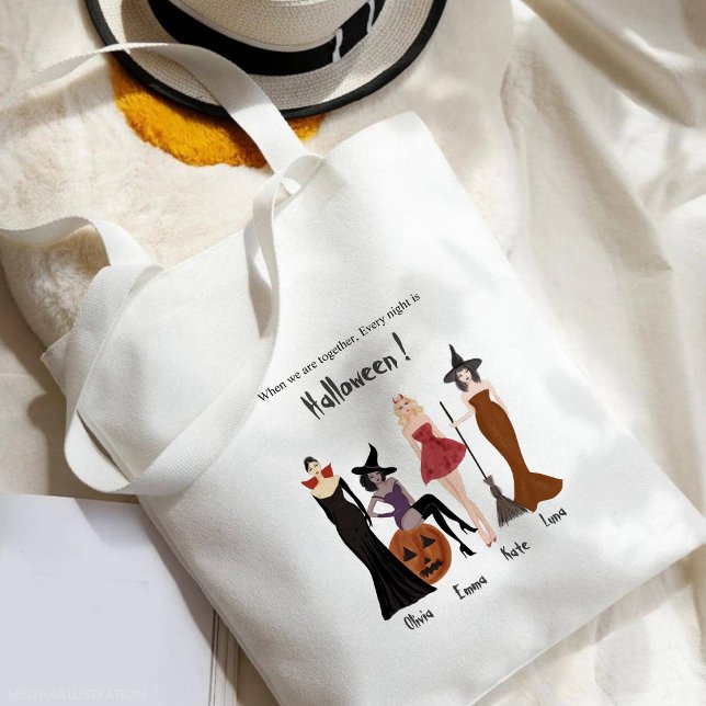 Halloween, witches, best friend gift, tote bag (Creator Uploaded)