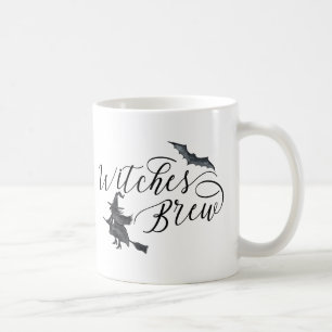 Halloween Witches Brew Bat Handwritten Coffee Mug