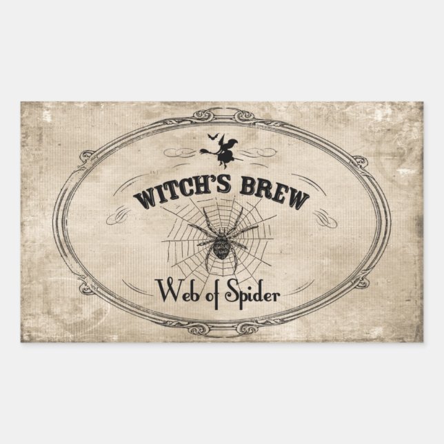 Halloween Witches Brew Ingredient - Web of Spider Rectangular Sticker (Front)