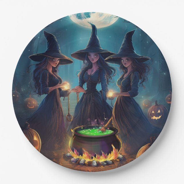 Halloween Witches Brew Paper Plate (Front)