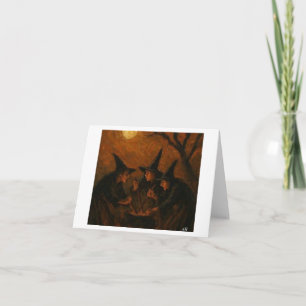 Halloween Witches Brewing Under the Moonlit Sky, Card