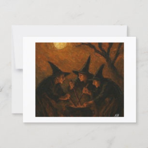 Halloween Witches Brewing Under the Moonlit Sky, Postcard