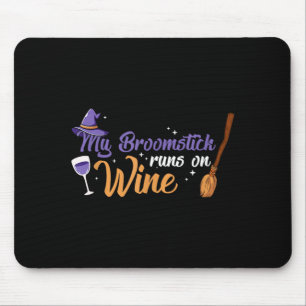 Halloween Witches Broom Broom Stick Runs On Wine Mouse Mat
