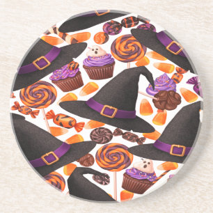 Halloween Witches Candy Corn Pumpkins Kids Party Coaster