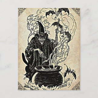 Halloween Witches Cauldron Postcard