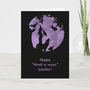 Halloween Witches Custom Name Front  Card