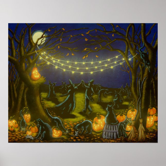 Halloween witches dancin in the moonlight poster (Front)