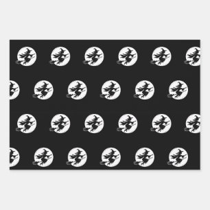 Halloween Witches, Fall Pumpkins, Autumn Geometric Wrapping Paper Sheet