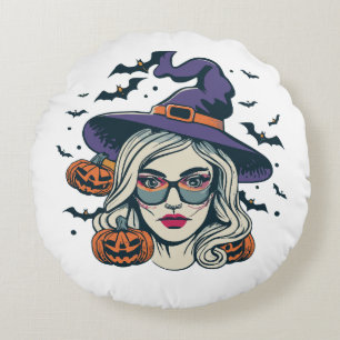 halloween witches funny halloween round cushion