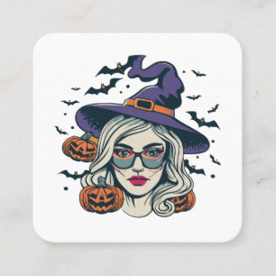 halloween witches funny halloween square business card