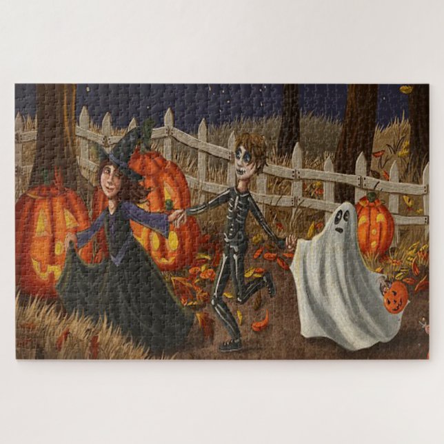 Halloween Witches Ghouls and Ghosts Oh My Jigsaw Puzzle (Horizontal)