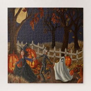 Halloween Witches Ghouls and Ghosts Oh My Jigsaw Puzzle