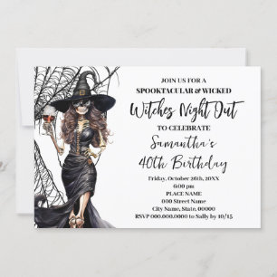 Halloween Witches Girls Night Out Birthday Party Invitation