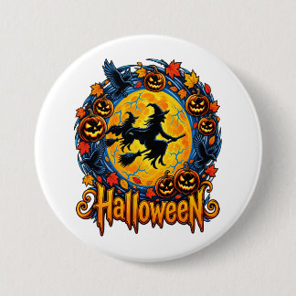 Halloween witches moonlight 7.5 cm round badge