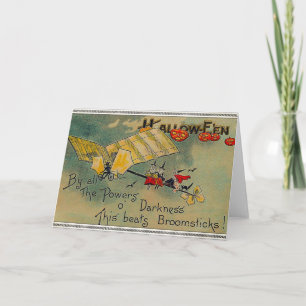 Halloween Witches on a Plane Card