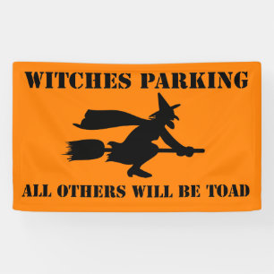 Halloween Witches Parking Humour Banner