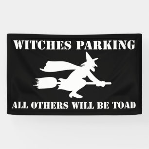 Halloween Witches Parking Humour Banner