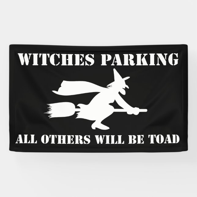 Halloween Witches Parking Humour Banner (Horizontal)