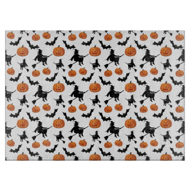 Halloween Witches, Pumpkins and Bats Cutting Board (Front)