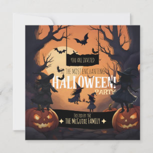 Halloween Witches Pumpkins Costume Party October Invitation
