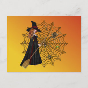 Halloween Witches Wed Postcard