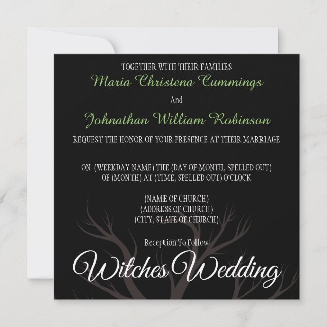 Halloween Witches Wedding Invitation (Front)