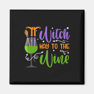 Halloween Witches Witch Way To The Wine Costume Magnet