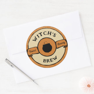  halloween witch's brew lable classic round sticker