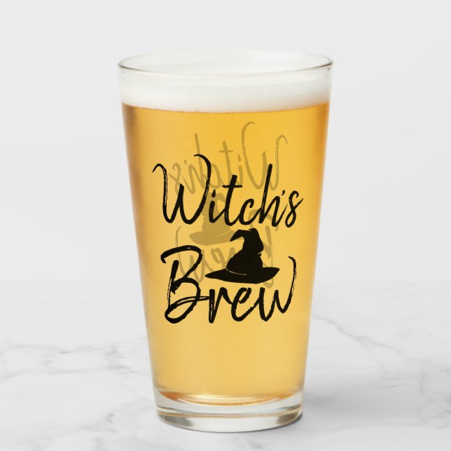 Halloween Witch's Brew Witch Hat Glass (Front Filled)