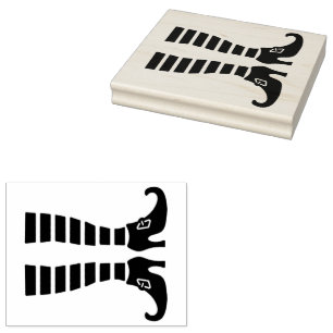 Halloween Witch's Legs Striped Stockings Rubber Stamp