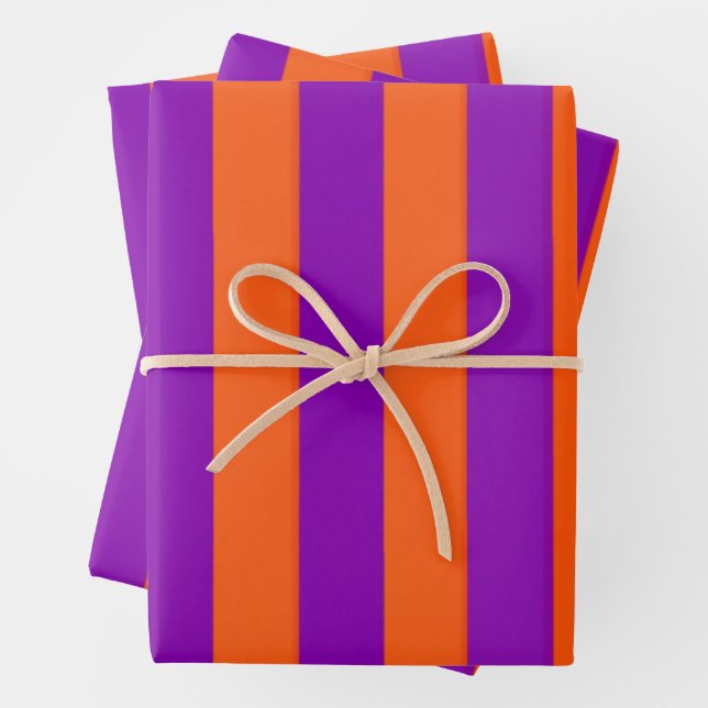 Halloween Witch's Stripes Wrapping Paper Sheet (In situ)