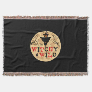Halloween Witchy And Wild Birthday Throw Blanket