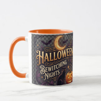 Halloween Witchy Black Cat Pumpkin Mug